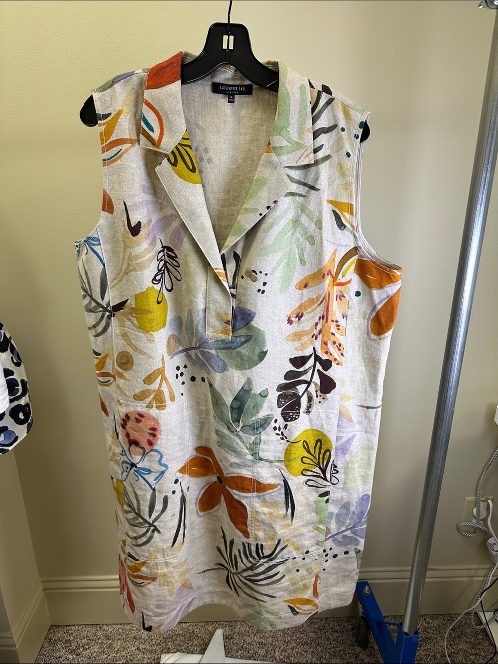 Lafayette 148 New York Multicolor Botanical Sleeveless Midi Dress